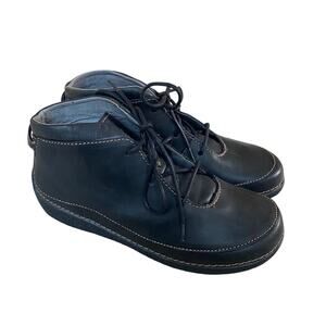 Duluth Trading Angina Black Lace Up Leather Ankle Boots W Size 7.5